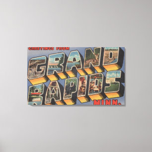 Lienzo Grand Rapids, Minnesota - Escenas de letras grande