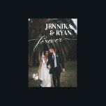 Lienzo Grandes Nombres Superposición Blanca Para Siempre<br><div class="desc">Boda fotografía estirar la huella de lienzo con los nombres de la novia y el novio en letras blancas grandes arriba para siempre en un guión de bonito.</div>