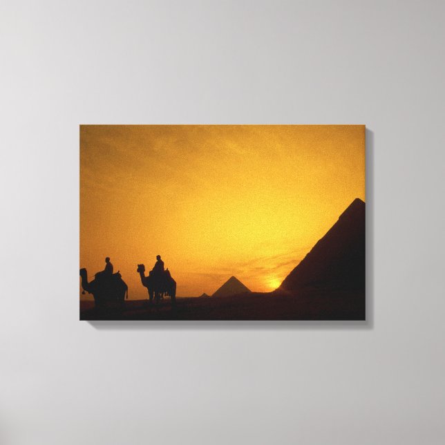 Lienzo Grandes Pirámides de Giza, Egipto al atardecer (Anverso)