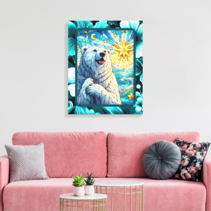 Lienzo Grandioso y caprichoso oso polar Faux Stained Glas