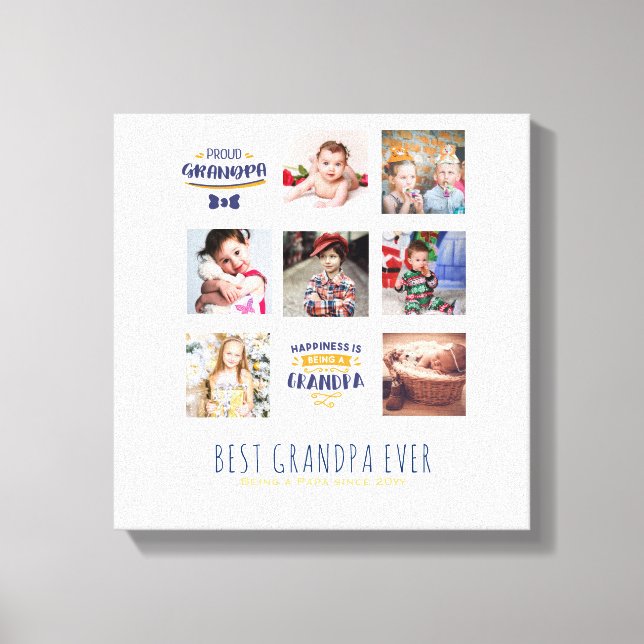 Lienzo GRANDPA REGALO DE COLLAGE DE FOTOS Orgulloso papá  (Anverso)