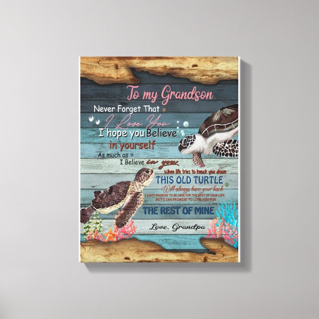 Lienzo Grandson Gift | Carta A Mi Abuelo (Anverso)