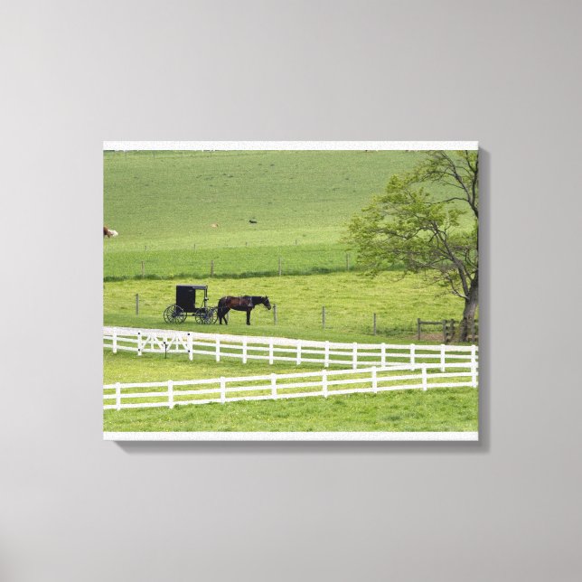 Lienzo granja Amish con caballo y carruaje cerca de Berlí (Anverso)