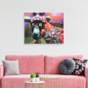 Lienzo Granja de cabra floral caprina animal