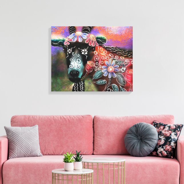 Lienzo Granja de cabra floral caprina animal (Insitu (Sala de estar))