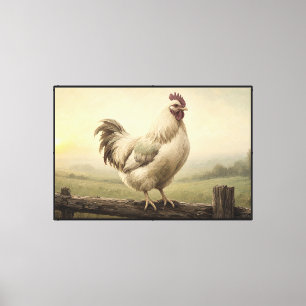 Lienzo Granja de gallos al amanecer Canvas