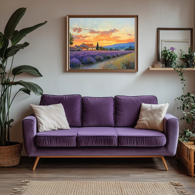 Lienzo Granja de lavanda en Provenza (Lavender Farm Artwork)