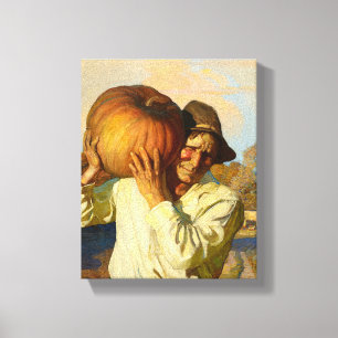 Lienzo Granjero con calabaza de Newell Convers Wyeth