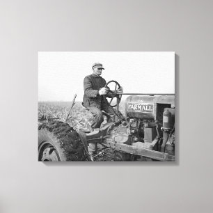 Lienzo Granjero conduciendo tractor, 1937