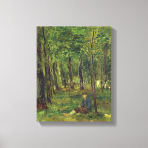 Lienzo Granjero joven que se sienta en el bosque, 1878