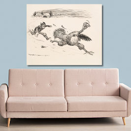 Lienzo Granjero persiguiendo pavo - William Walker