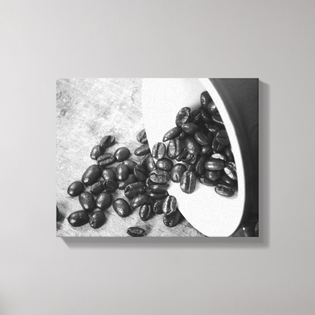 Lienzo Granos de café blanco y negro y café Mug 11x14 (Anverso)