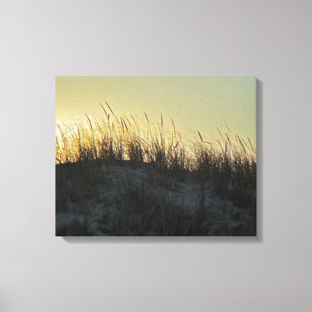 Lienzo Grasa y dunas de playa al atardecer (Anverso)
