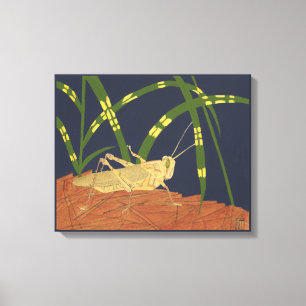 Lienzo Grasero en verde sobre fondo azul