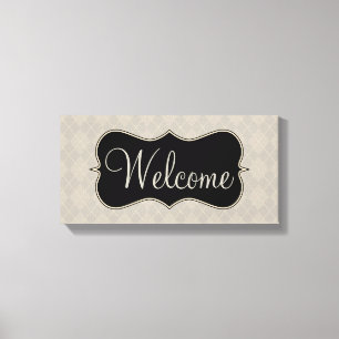 Lienzo Gray Argyle Welcome Sign Canvas Art