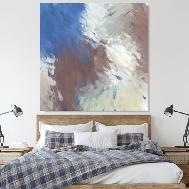Lienzo  Gray Blue White Abstract Brushstrokes (Insitu(Dormitorio))