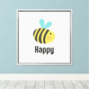 Lienzo Gray Think Happy Thoughts Bee