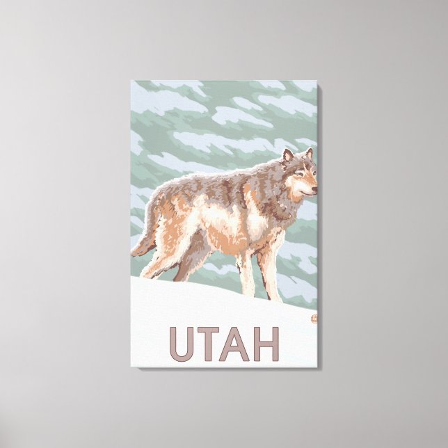 Lienzo Gray Wolf Standing Utah (Anverso)