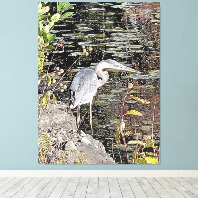 Lienzo Great Blue Heron Stretched Canvas Print (Insitu (piso de madera))