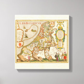 Lienzo Great Old Map of Belgium (Year 1617)