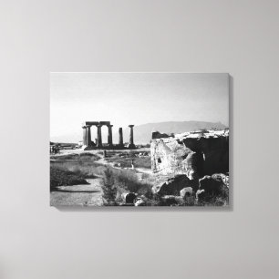 Lienzo Grecia antigua Corinto templo de Apolo vintage
