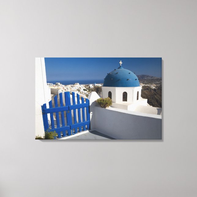Lienzo Grecia e isla griega de Santorini desde la (Anverso)