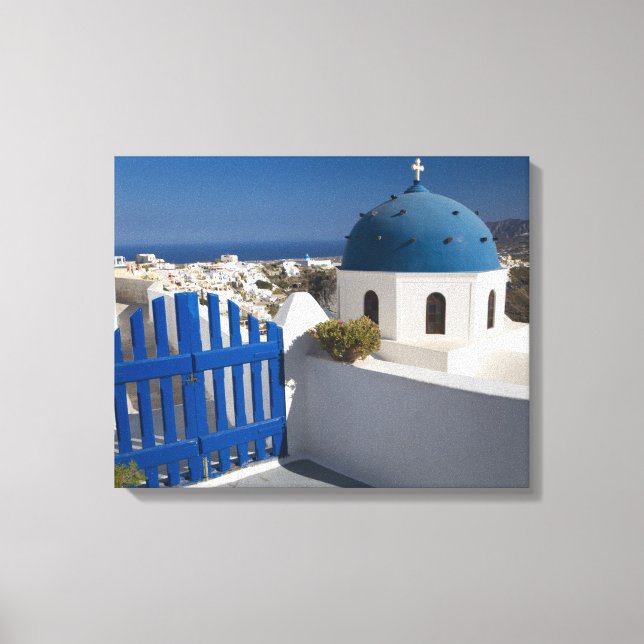 Lienzo Grecia e isla griega de Santorini desde la (Anverso)