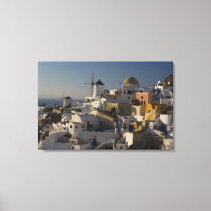 Lienzo Grecia e isla griega de Santorini pueblo de Oia