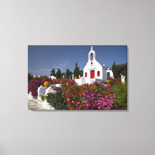 Lienzo Grecia, Mykonos, Pequeña capilla en el