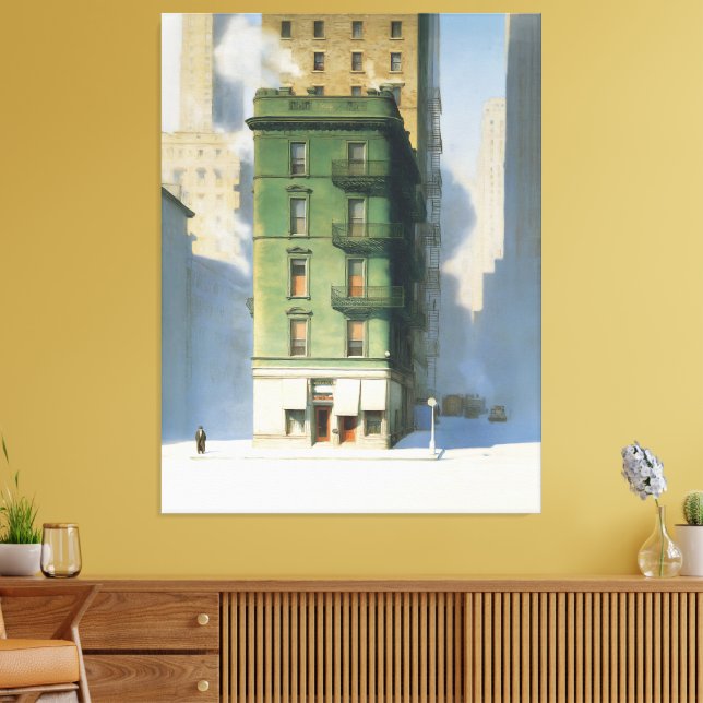Lienzo Green Building in New York Winter (Insitu (Sala de estar))