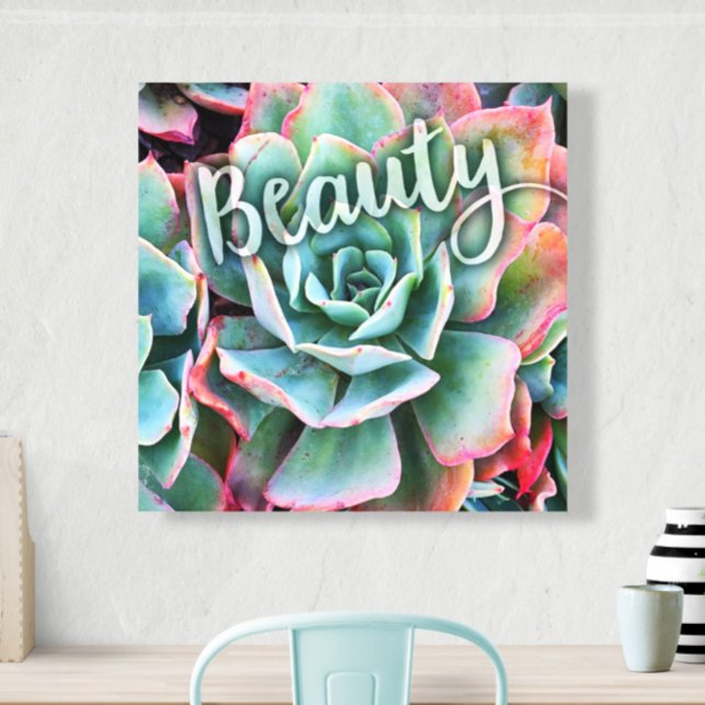 Lienzo Green Cactus Photo Moderne Beauty Cita Script Negr (Subido por el creador)