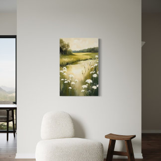 Lienzo Green Meadow - Paisaje Serene Wildflower