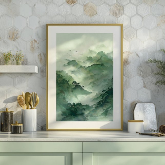 Lienzo Green Misty Mountain Landscape Art (Subido por el creador)