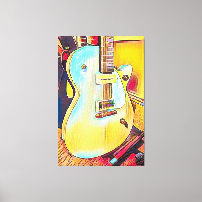 Lienzo Gretsch Les Paul, guitarra abstracta (Anverso)