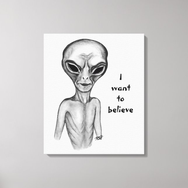 Lienzo Grey Alien , quiero creer (Anverso)