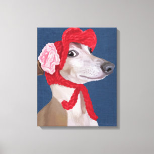 Lienzo Greyhound con el Gorra Red Wooly