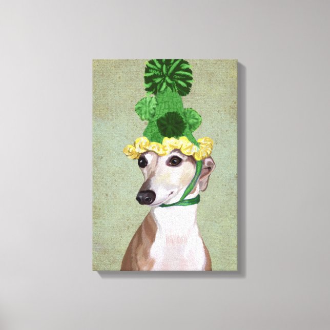 Lienzo Greyhound en Gorra de punto verde (Anverso)