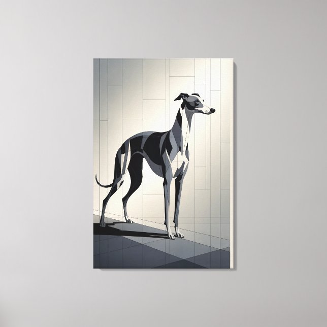 Lienzo Greyhound geométrico elegante (Anverso)