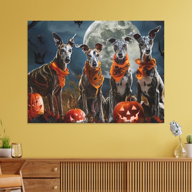 Lienzo Greyhound Halloween Spooky (Insitu (Sala de estar))