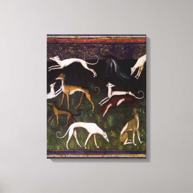 Lienzo Greyhounds medieval de la selva (Anverso)