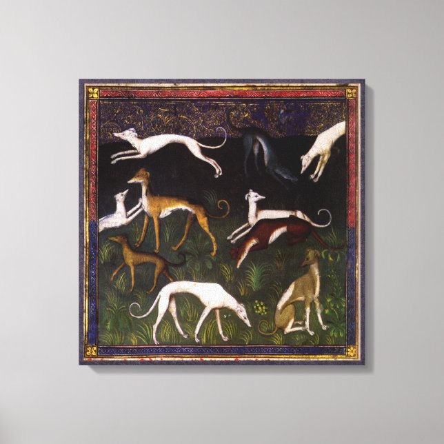 Lienzo Greyhounds medieval de la selva (Anverso)