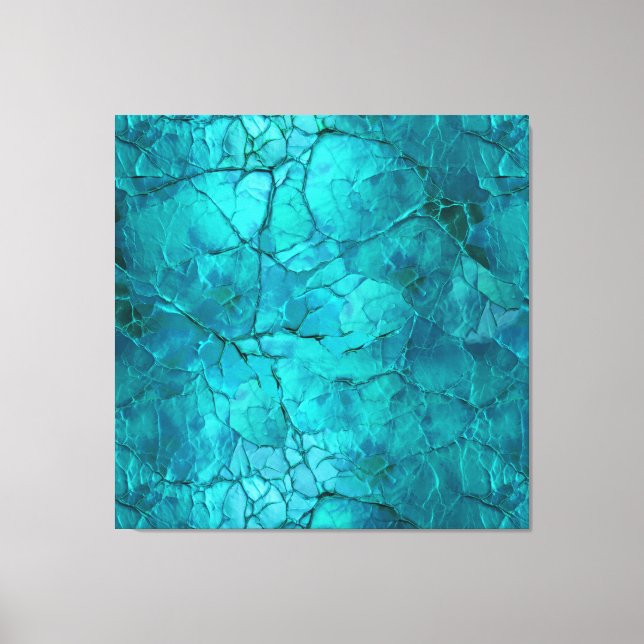 Lienzo Grietas intrincadas, líneas en Verde azulado y tur (Anverso)