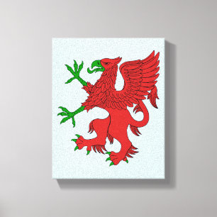 Lienzo Grifo en rojo y verde