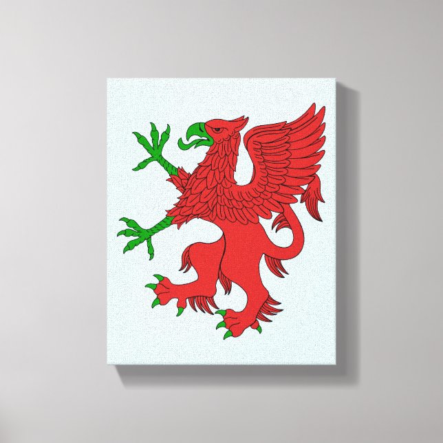 Lienzo Grifo en rojo y verde (Anverso)