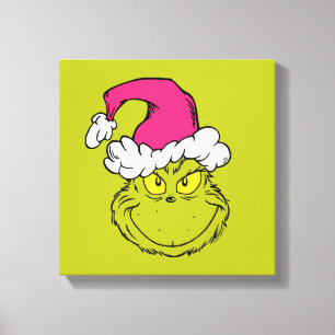 Lienzo Grinch con sombrero rosa de Santa