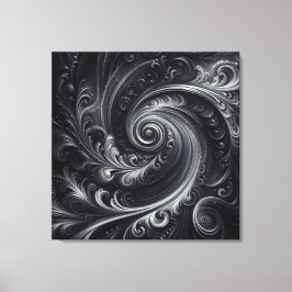 Lienzo Gris blanco negro Resumen Moderno Swirl sencillo