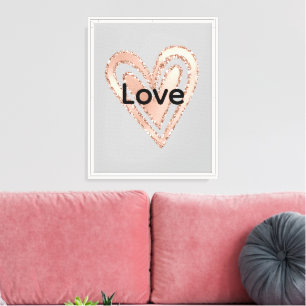 Lienzo Gris Rubor Pink Heart