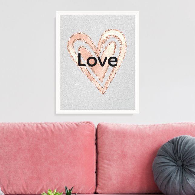 Lienzo Gris Rubor Pink Heart (Insitu (Sala de estar))