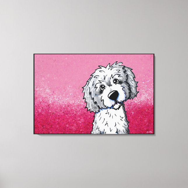 Lienzo Gris y goldendoodle blanco de KiniArt (Anverso)