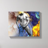 Grito de la figura muscular masculina en escala de